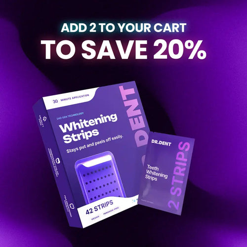 DR.DENT Purple Teeth Whitening Strips - 7/21 Whitening Sessions - Peroxide-Free PAP Formula - Color-Correcting Purple
